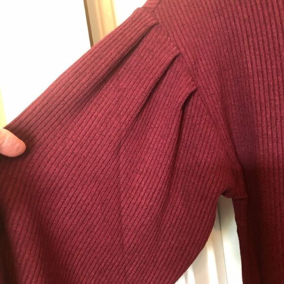 SANCTUARY - 🎉HP🎉NWT - L Sz S “Cozy Nights” Mock Neck Ribbed Top in Dark Cherry - Picture 6 of 14